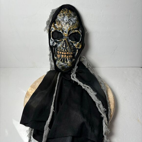 Vintage Easter Unlimited Funworld Grim Reaper Skull Skeleton Halloween Face Mask - Picture 1 of 12